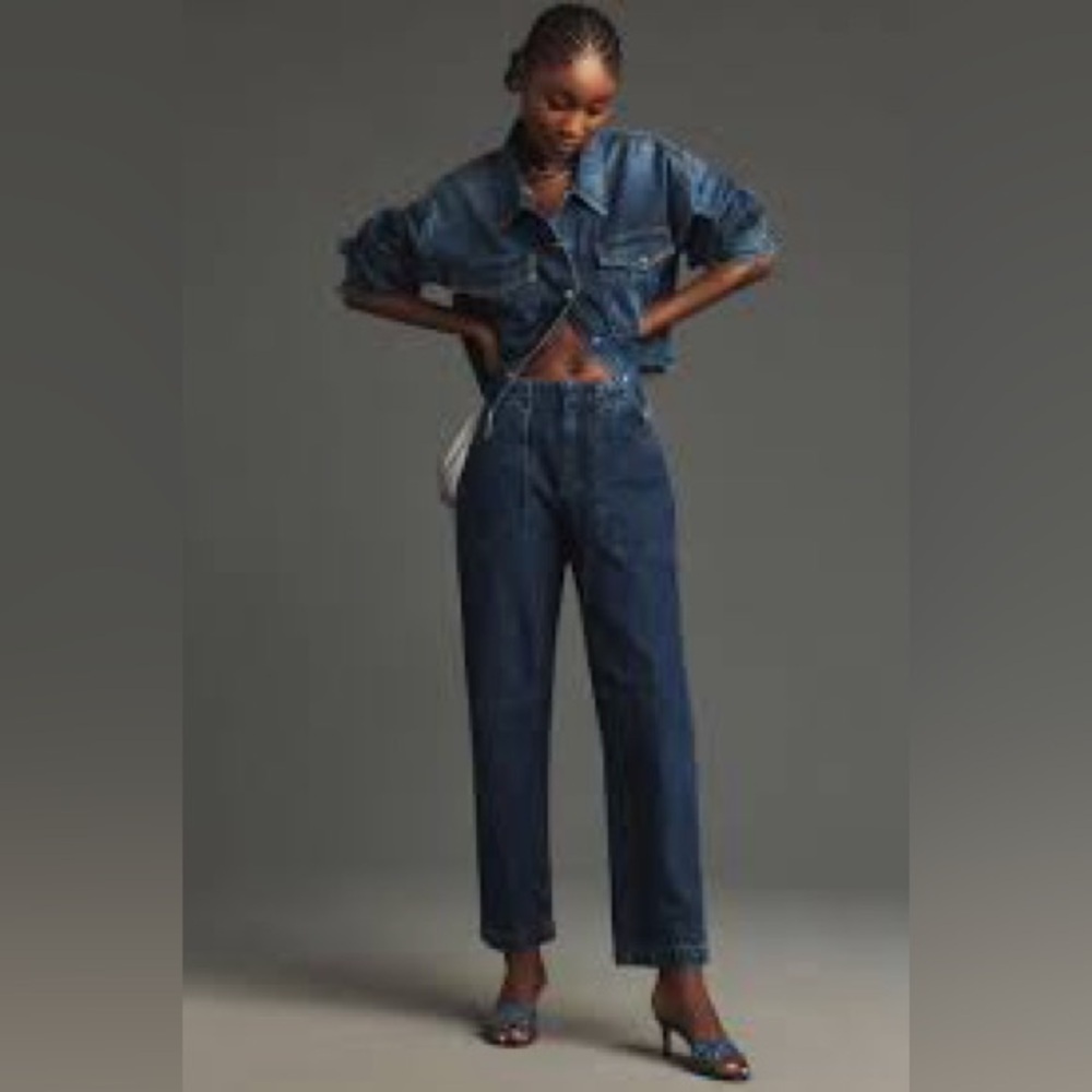 rag & bone Leyton Mid-Rise Crop Straight-Leg Jeans Kaihara Denim Japan - Picture 4 of 8